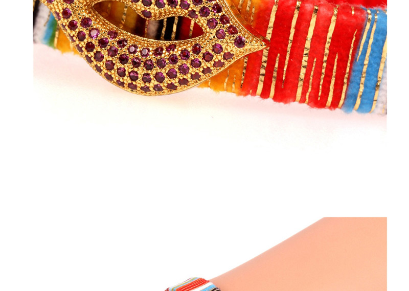 Fashion Color Woven Fringed Inlaid Zircon Full Diamond Lip Bracelet,Bracelets