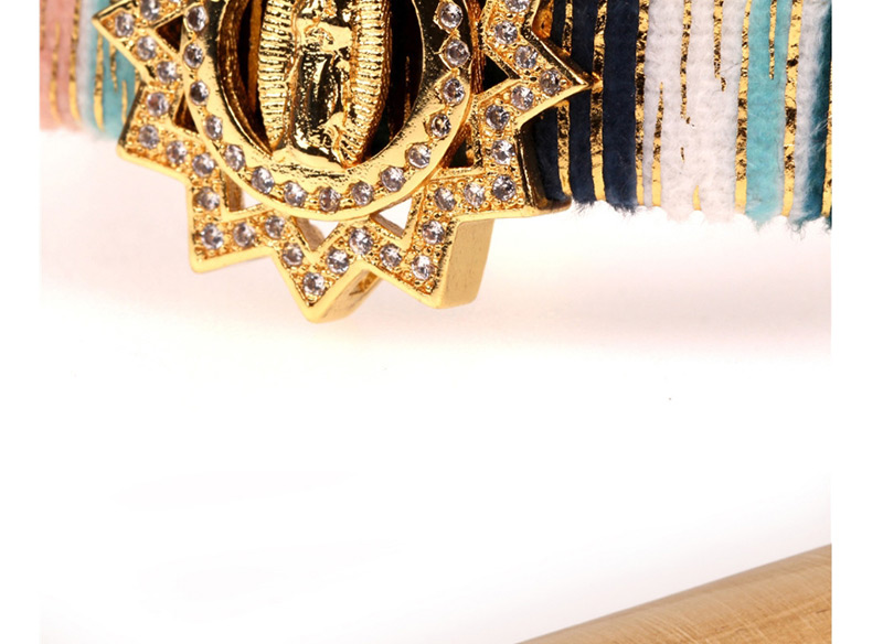 Fashion Gold Woven Fringed Virgin Mary Micro-inlaid Zircon Bracelet,Bracelets