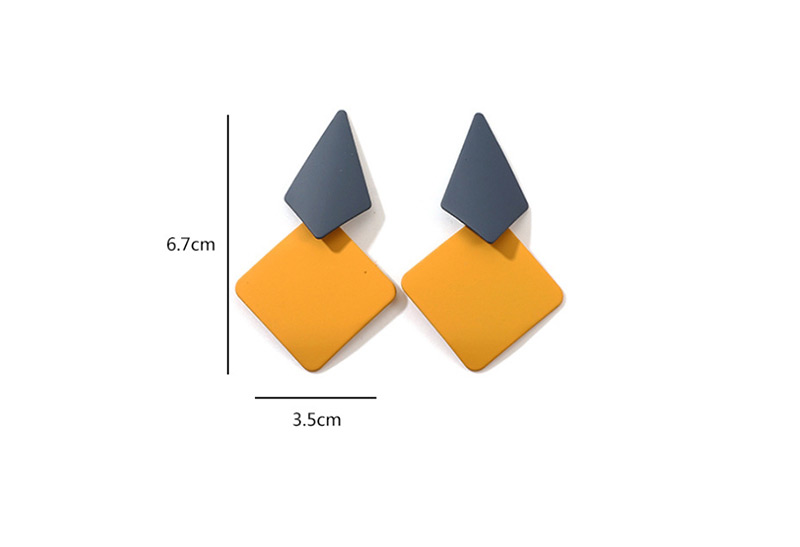 Fashion Yellow Geometric Diamond-shaped Alloy Stud Earrings,Drop Earrings