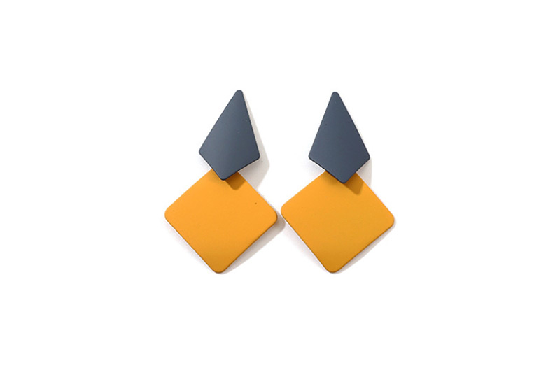Fashion Yellow Geometric Diamond-shaped Alloy Stud Earrings,Drop Earrings