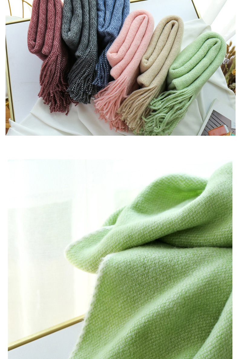 Fashion Bean Green Knitted Wool Tassel Scarf,knitting Wool Scaves