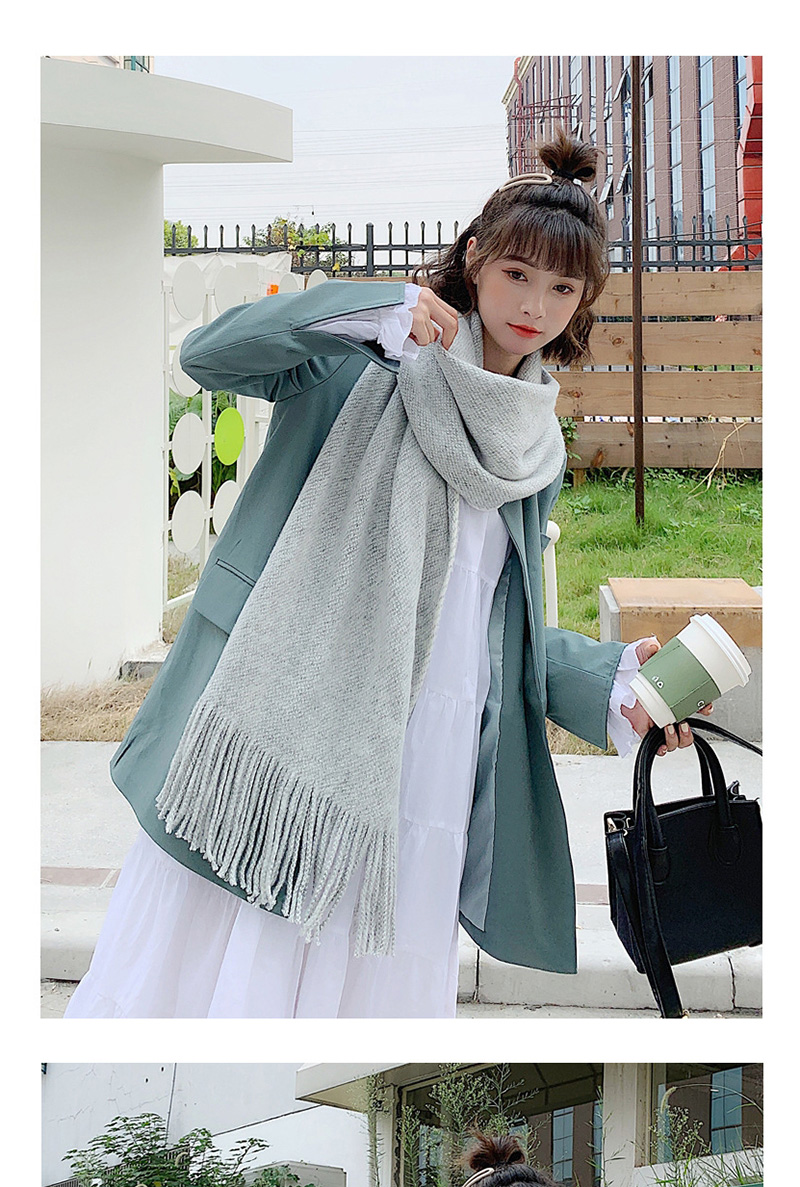 Fashion Gray Knitted Wool Tassel Scarf,knitting Wool Scaves