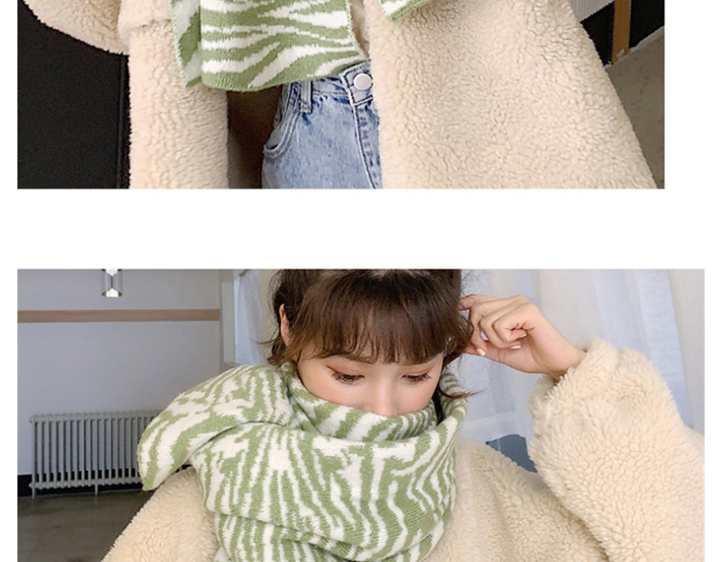 Fashion Fruit Green Zebra Wool Knit Scarf,knitting Wool Scaves