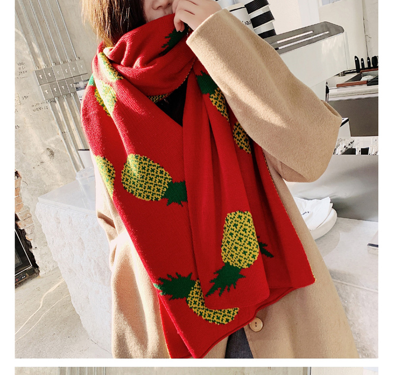 Fashion Red Knitted Pineapple Scarf,knitting Wool Scaves