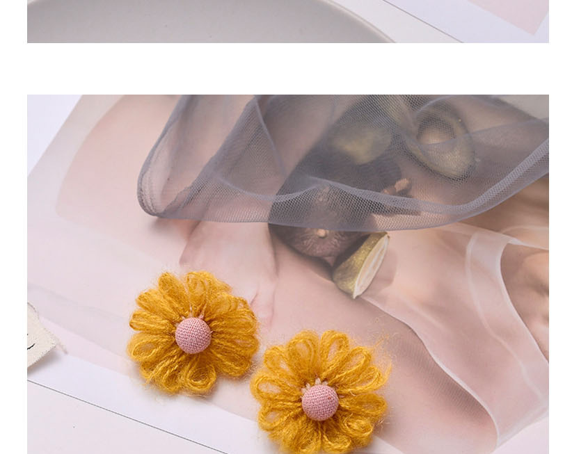 Fashion Coffee Color Wool Flower Daisy Earrings,Stud Earrings