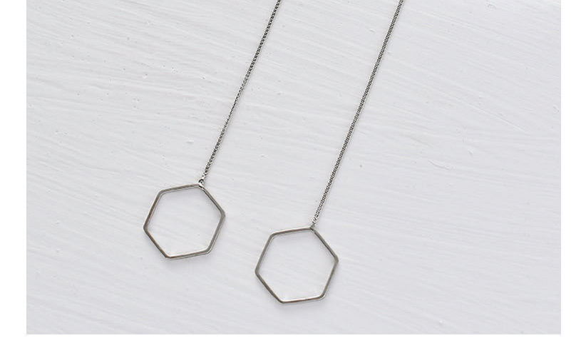 Fashion Silver Pentagram Tassel Chain Stud Earrings,Drop Earrings