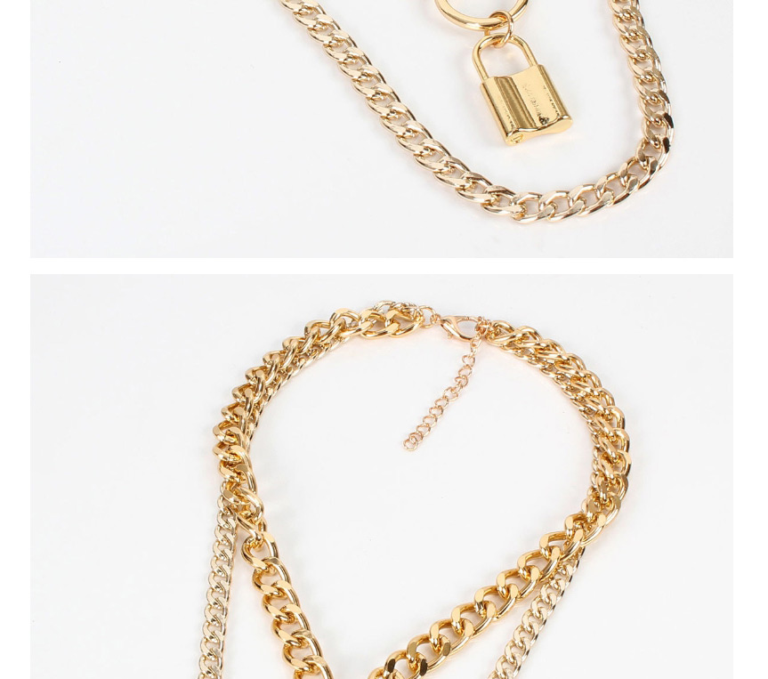 Fashion Gold Locked Multi-layer Alloy Necklace,Multi Strand Necklaces