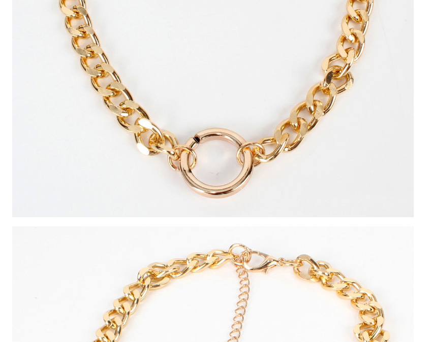 Fashion Gold Chain Circle Stitching Necklace,Pendants