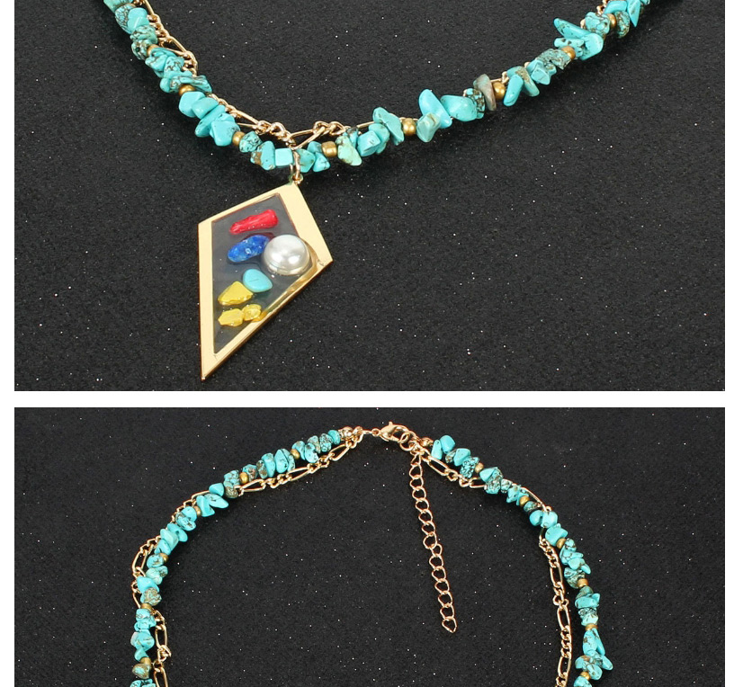 Fashion Turquoise Double Turquoise Necklace Earring Set,Jewelry Sets