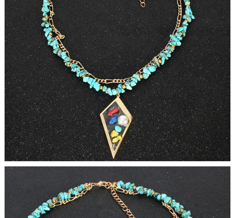 Fashion Turquoise Double Turquoise Necklace Earring Set,Jewelry Sets