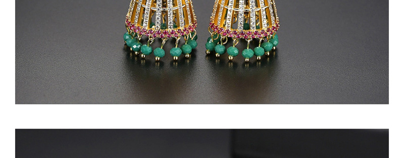 Fashion 18k Openwork Copper Inlaid Zircon Tassel Earrings,Earrings