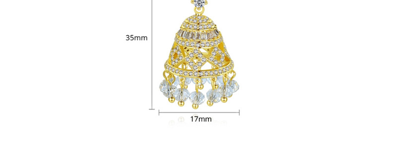 Fashion 18k Micro-inlaid Zirconium Stereo Bell Earrings,Earrings
