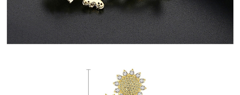 Fashion 18k Sunflower Copper Inlaid Zirconium Brooch,Korean Brooches