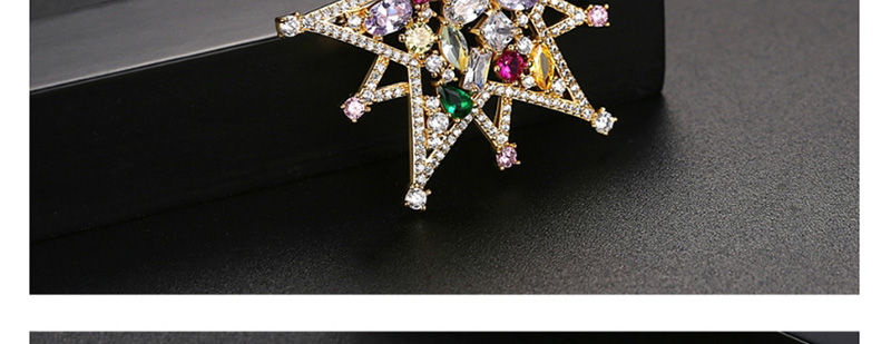 Fashion White Copper Inlaid Zirconium Five-pointed Star Brooch,Korean Brooches