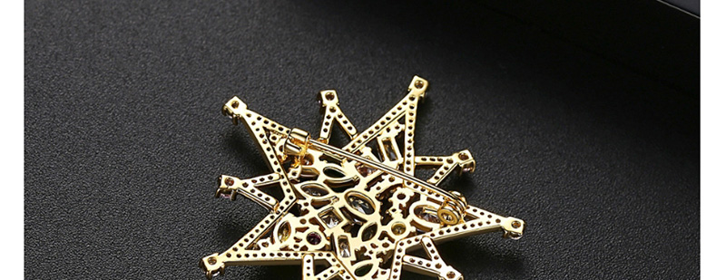 Fashion 18k Copper Inlaid Zirconium Five-pointed Star Brooch,Korean Brooches