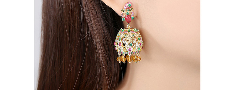 Fashion 18k Copper Inlaid Zirconium Bell Earrings,Earrings