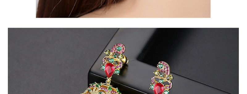 Fashion 18k Copper Inlaid Zirconium Bell Earrings,Earrings