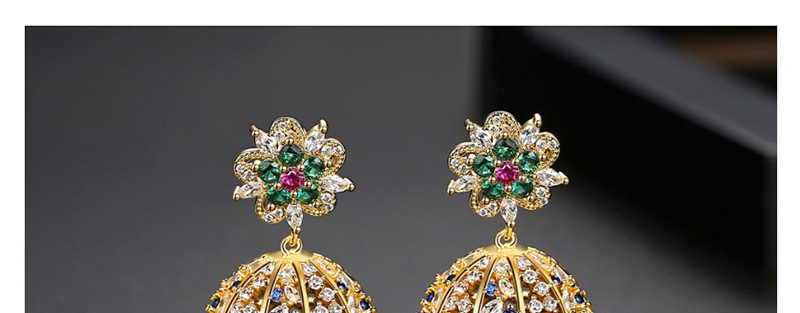 Fashion 18k Copper Inlaid Zirconium Bell Stud Earrings,Earrings