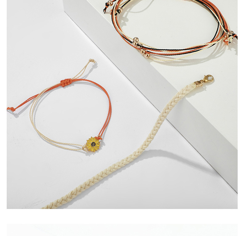 Fashion Gold Woven Gold Chrysanthemum Cord Bracelet 3 Piece Set,Fashion Bracelets