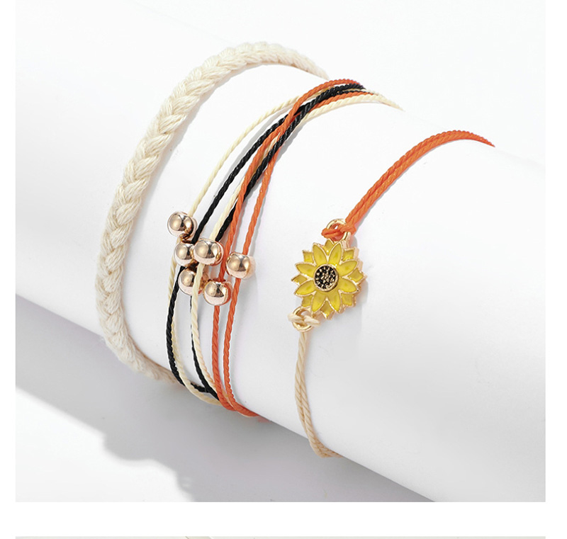 Fashion Gold Woven Gold Chrysanthemum Cord Bracelet 3 Piece Set,Fashion Bracelets