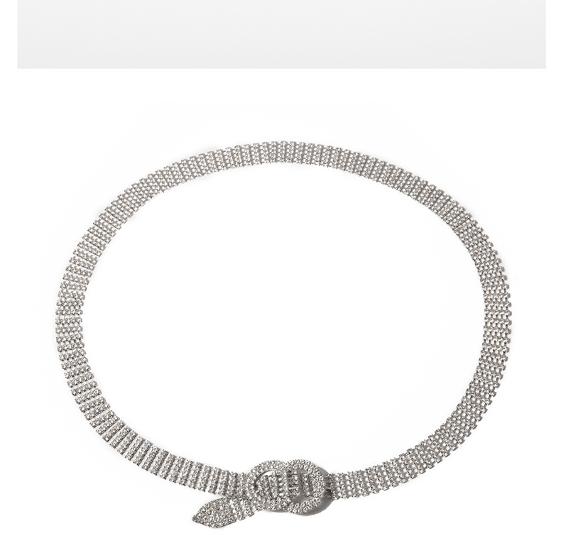 Fashion White K Geometric Double Ring Diamond Waist Chain,Waist Chain