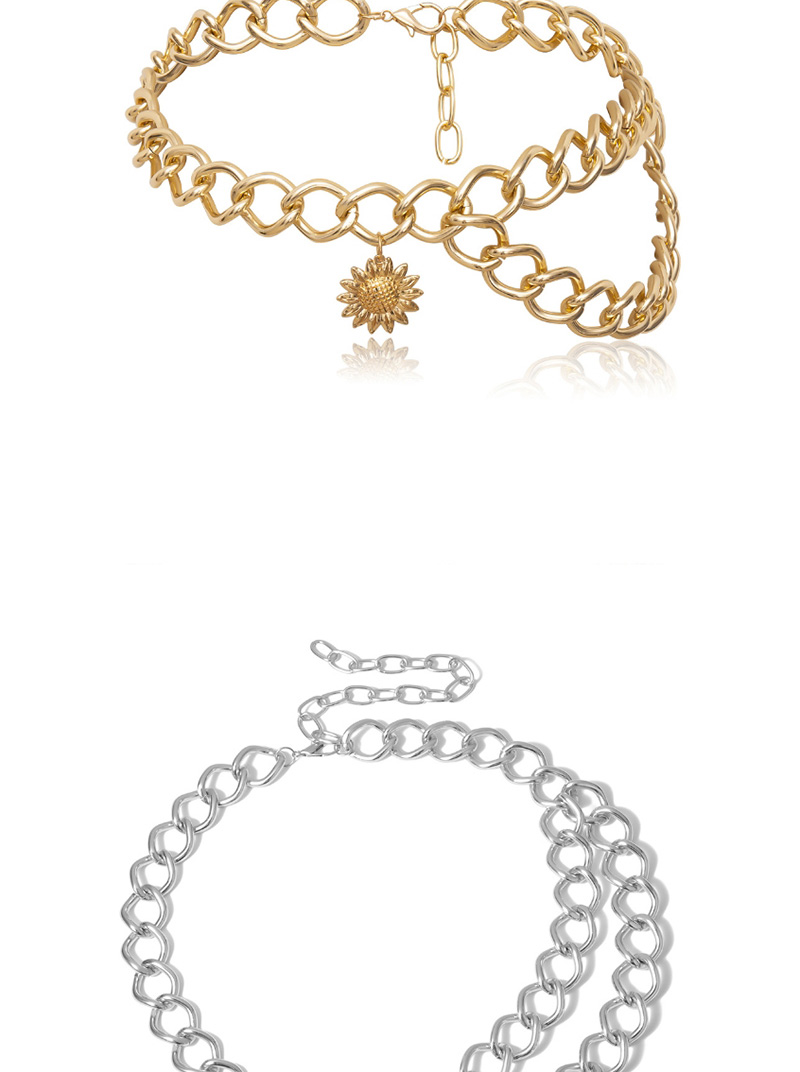 Fashion Gold Fringed Chain Geometric Sun Flower Waist Chain,Body Piercing Jewelry