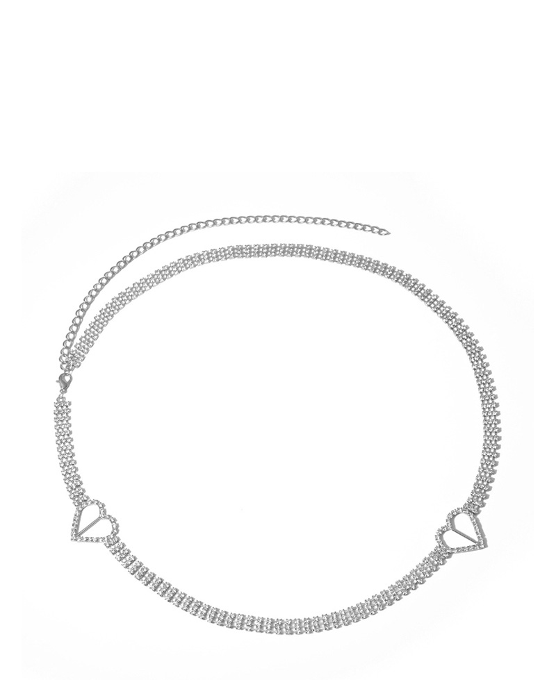 Fashion White K Geometric Heart-shaped Diamond Waist Chain,Waist Chain