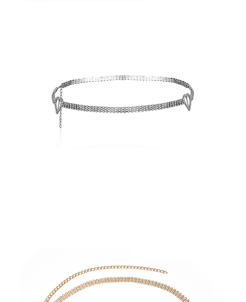 Fashion Gold Geometric Heart-shaped Diamond Waist Chain,Waist Chain