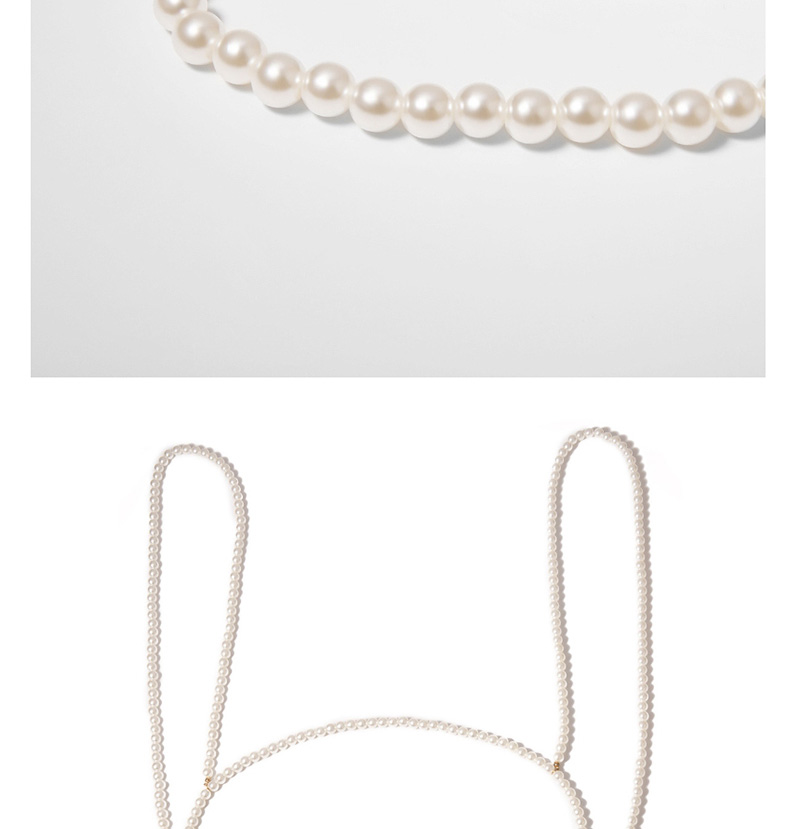 Fashion Gold Geometric Beaded Imitation Pearl Shoulder Chain,Body Piercing Jewelry
