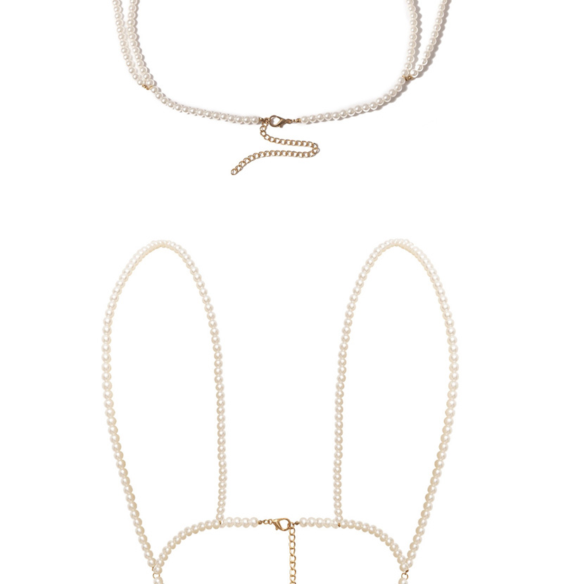 Fashion Gold Geometric Beaded Imitation Pearl Shoulder Chain,Body Piercing Jewelry