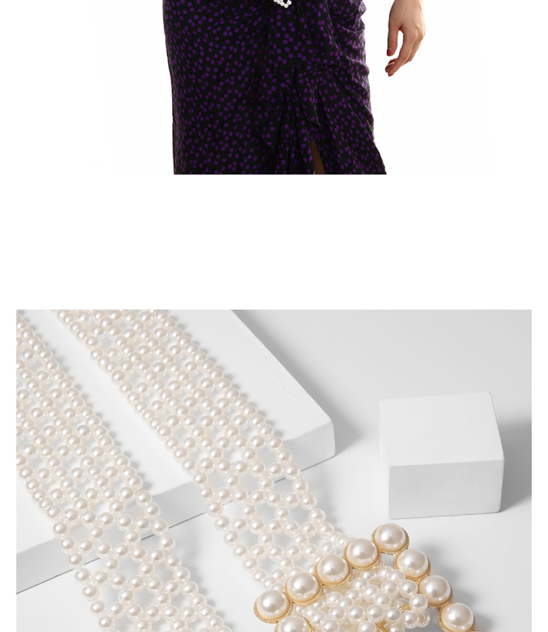 Fashion Gold Imitation Pearl Geometric Belt,knitting Wool Scaves