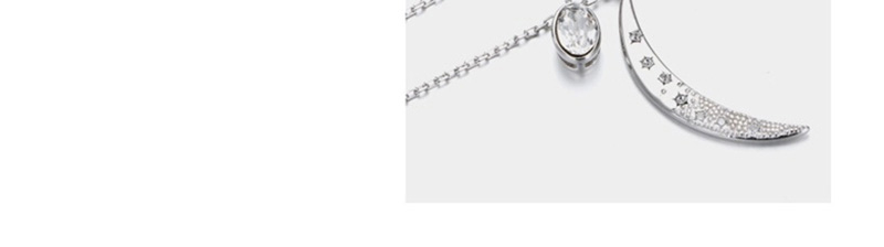 Fashion Silver Zircon  Silver Moon Necklace,Pendants