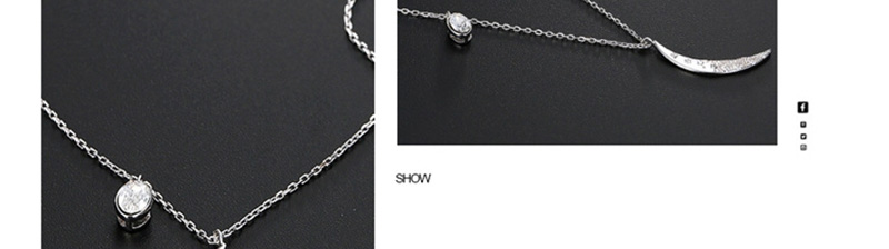 Fashion Silver Zircon  Silver Moon Necklace,Pendants
