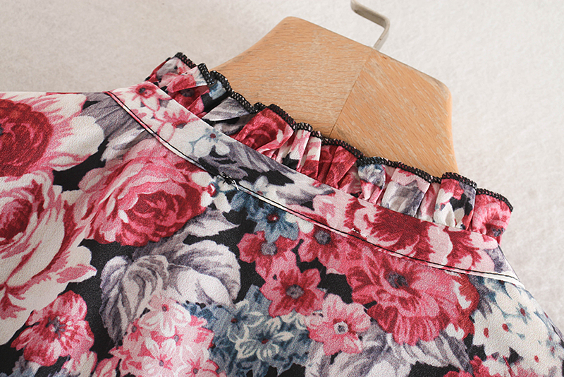 Fashion Color Laminated Flower Print Dress,Long Dress