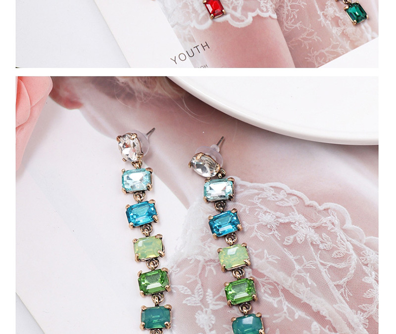 Fashion Color Gradient Colored Crystal Earrings,Drop Earrings