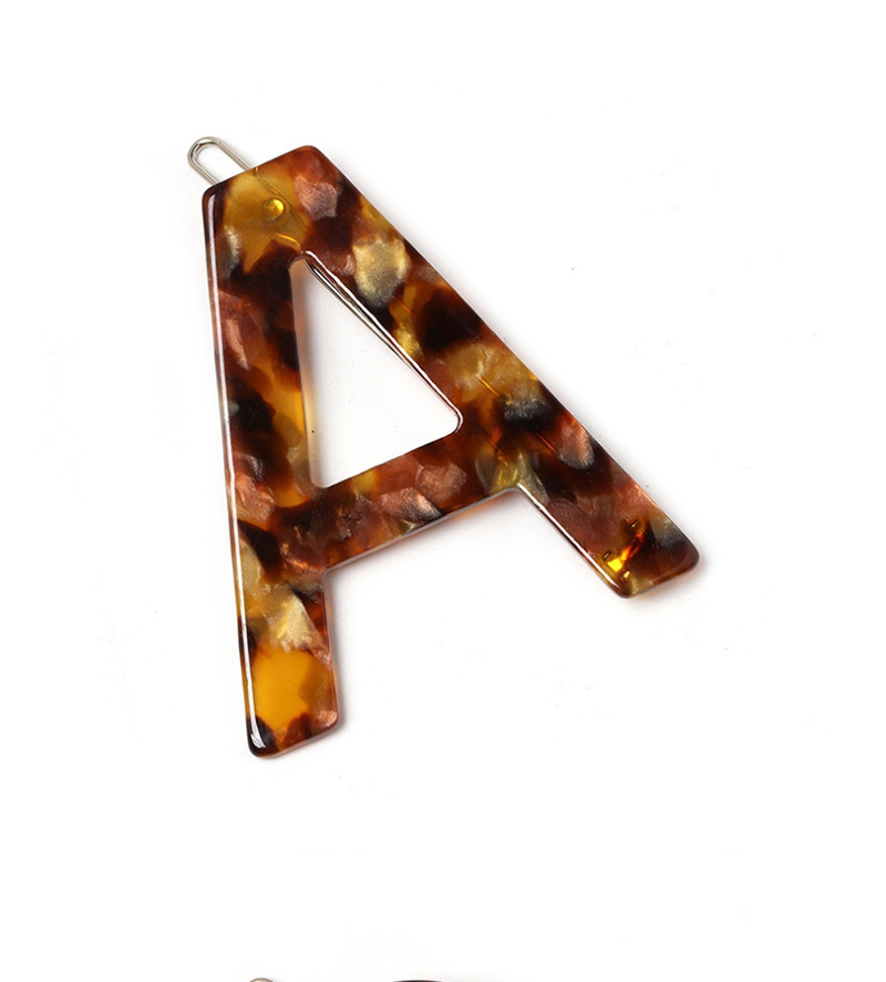 Fashion J Coffee Color Leopard Letter Hairpin,Hairpins