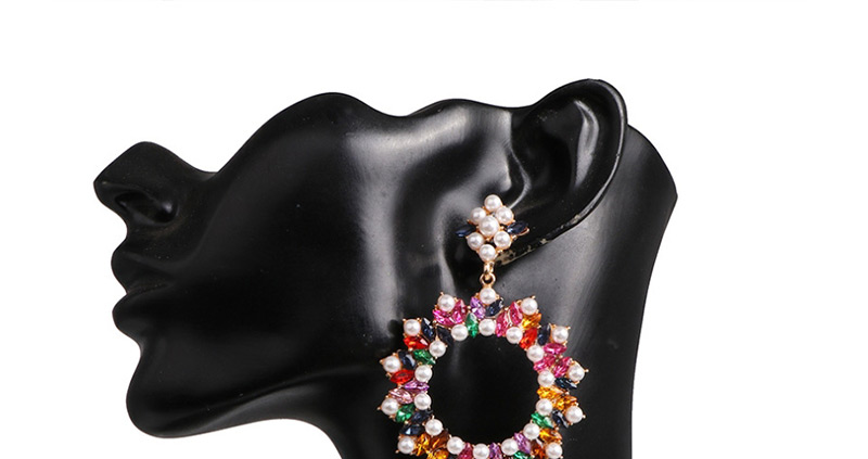 Fashion Color Geometric Round Inlaid Glass Earrings,Drop Earrings