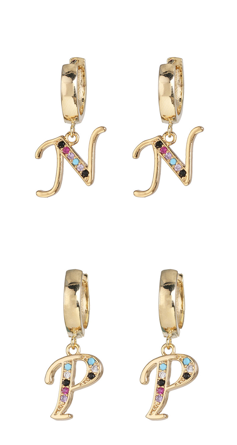 Fashion A Gold English Alphabet Alloy Stud Earrings,Drop Earrings
