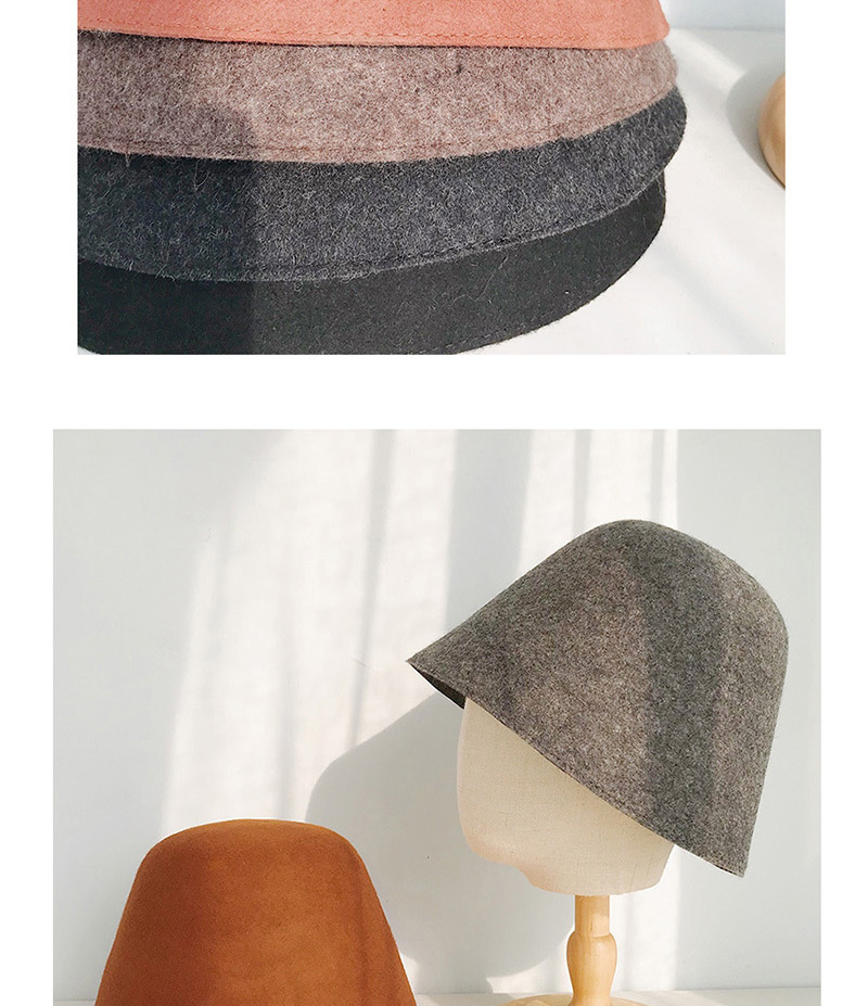 Fashion A Piece Of Colored Woolen Bucket Cap Dark Gray Wool Shade Lamp Bell Cap,Beanies&Others