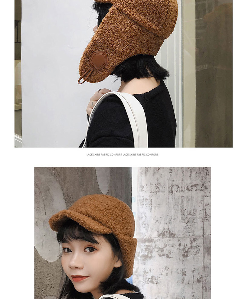 Fashion Lamb Cashmere Lei Feng Hat Coffee Color Lamb Cashmere,Beanies&Others