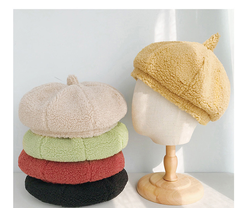 Fashion Lamb Hairy Bere Beige Cashmere Beret,Beanies&Others