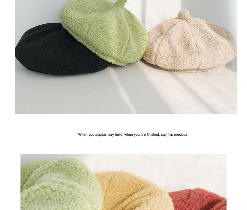 Fashion Lamb Hairy Yellow Cashmere Beret,Beanies&Others