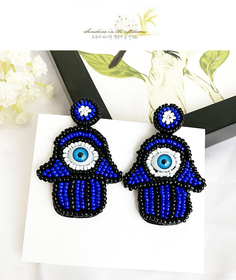 Fashion Blue Alloy Rice Beads Palm Ear Studs,Drop Earrings