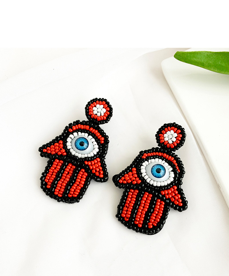 Fashion Red Alloy Rice Beads Palm Ear Studs,Drop Earrings