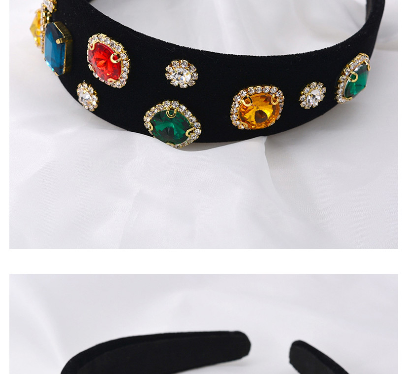 Fashion Black Diamond-studded Gold And Silk Embroidery Jacquard Headband,Head Band