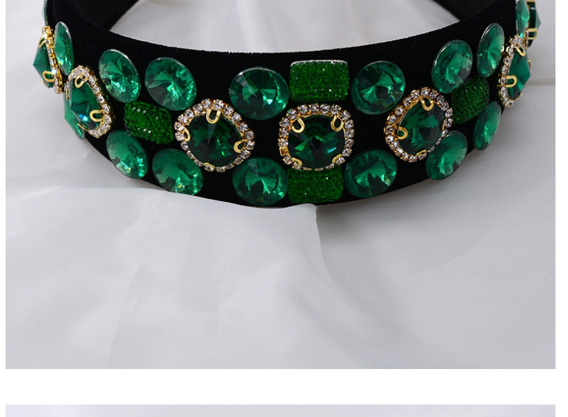 Fashion Green Geometric Crystal Full Diamond Headband,Head Band