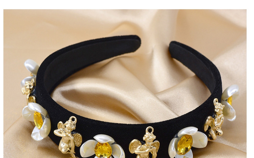Fashion Black Flower Diamond Angel Pearl Headband,Head Band
