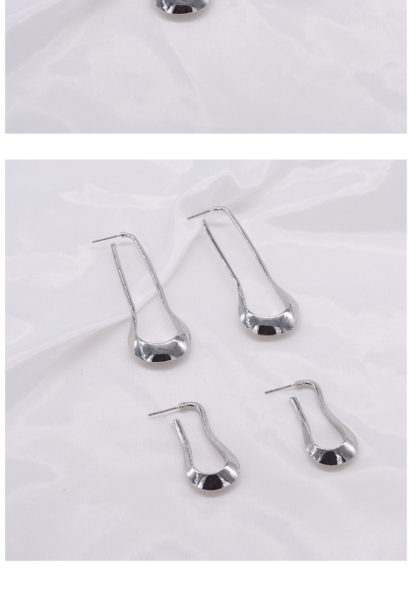 Fashion Silver Trumpet Distressed U-shaped Shaped Earrings,Hoop Earrings