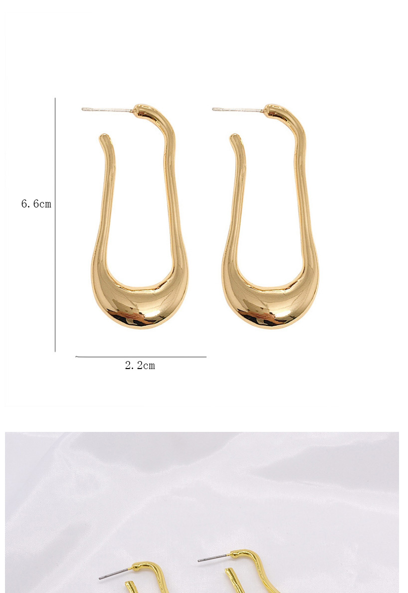 Fashion Golden Large Distressed U-shaped Shaped Earrings,Hoop Earrings