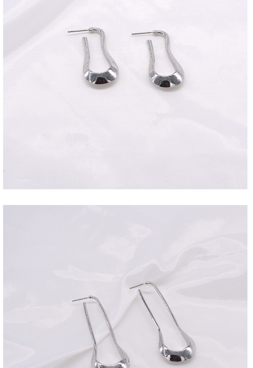 Fashion Silver Large Distressed U-shaped Shaped Earrings,Hoop Earrings